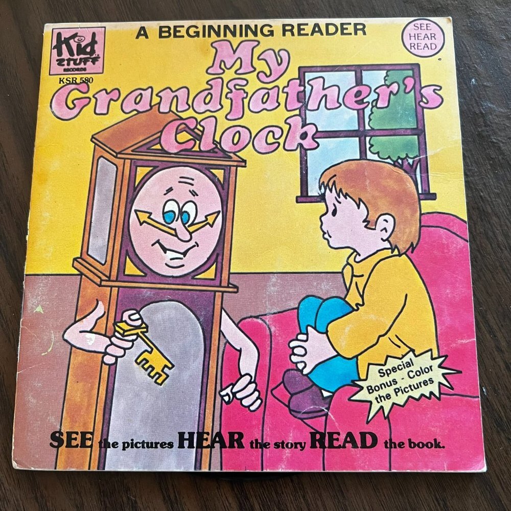 Vintage Kid Stuff Records and Book A Beginning Reader  My Grandfather's clock